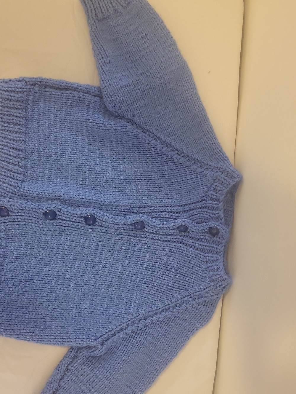 Hand Crafted Blue Knit Button Sweater